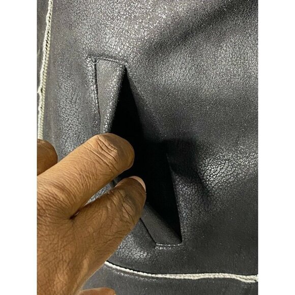 Splendid‎ Womens French Terry Moto Jacket Black Asymmetric Zip Up Pockets S New - Picture 5 of 11